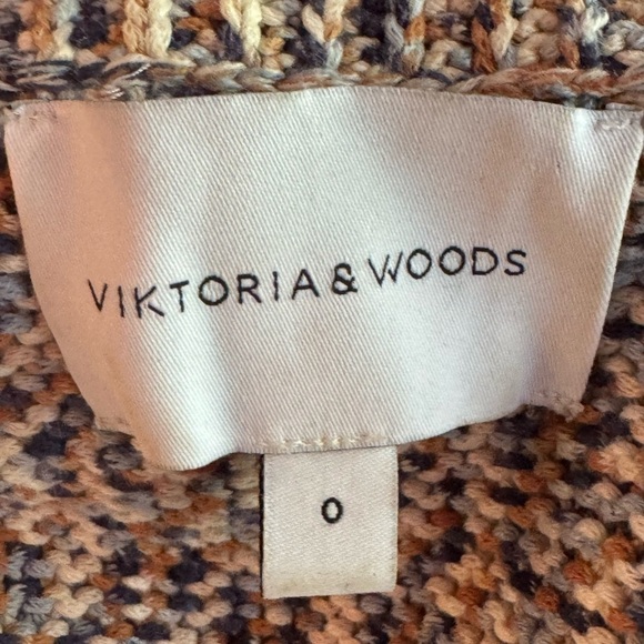 Viktoria & Woods Chunky Knit Sweater Jumper Blue Brown Speckled Off Shoulder - Picture 9 of 9